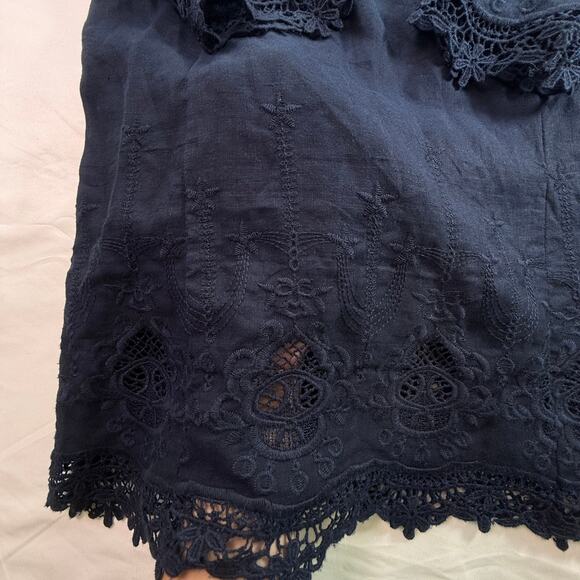 Malvin Hamburg Linen Navy Embroidered Tunic Dress Long Sleeve Boho Size S - Picture 16 of 16